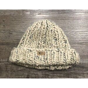 The North Face Rhodina Beanie Sock Hat Womens OS Beige Thick Yarn Style